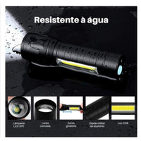 MINI LANTERNA TÁTICA ALUMÍNIO - 3 MODOS DE ILUMINAÇÃO - USB RECARREGÁVEL