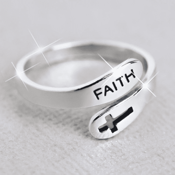 Anel de Prata 925 Maciça Faith Fé Ajustável Cruz Religioso - [Frete Grátis]