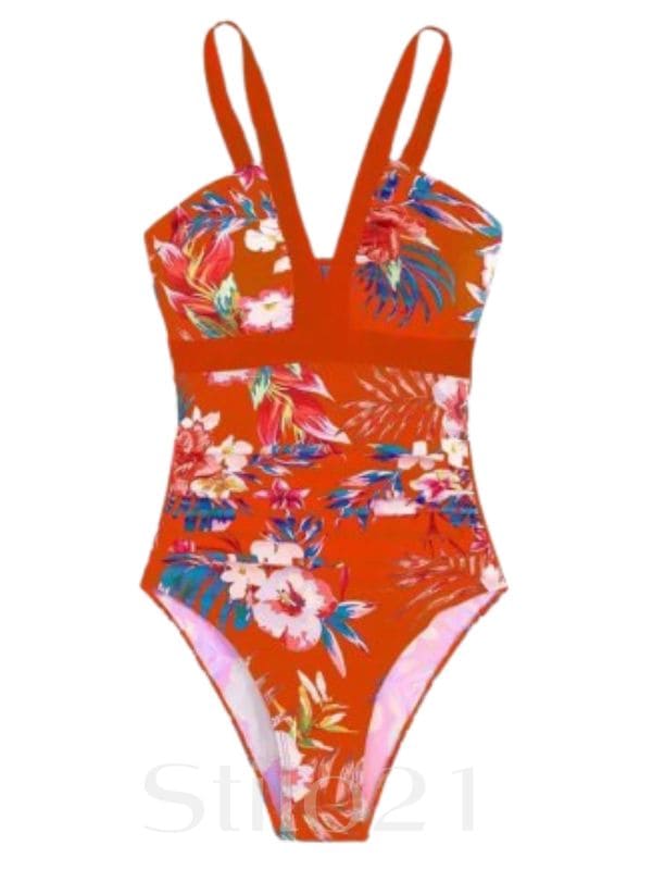 Maiô Feminino Decote em V Floral Tropical Verão 2026