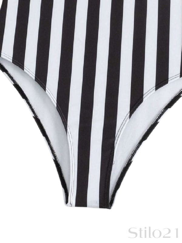 Maiô Feminino Listrado Moderno Chic Preto e Branco Praia Verão 2026