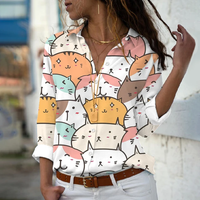 Camisa Feminina Manga Comprida CAT LOVE - [Frete Grátis]