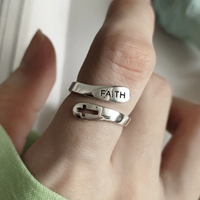 Anel de Prata 925 Maciça Faith Fé Ajustável Cruz Religioso - [Frete Grátis]