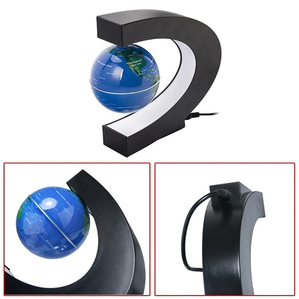 Luminária Globo Flutuante Magnético Azul - Mapa Mundi