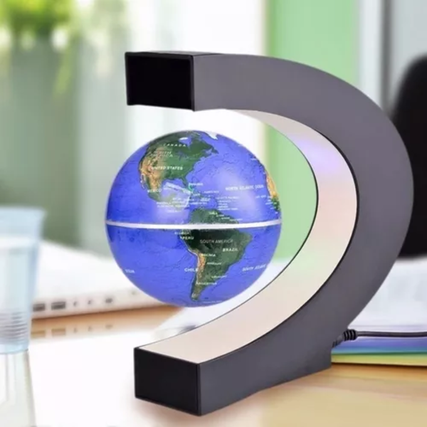 Luminária Globo Flutuante Magnético Azul - Mapa Mundi