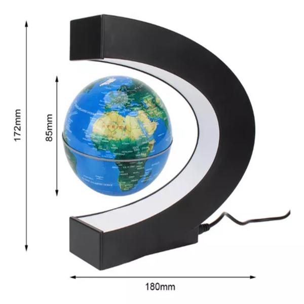 Luminária Globo Flutuante Magnético Azul - Mapa Mundi