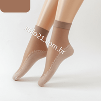 Compre 5 LEVE 10 - Pares de Meias femininas de Algodão Antiderrapante Sedosas
