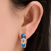 Brincos de Argola em Esmalte Floral Vintage Banhados a Ouro -Rizzys