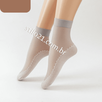 Compre 5 LEVE 10 - Pares de Meias femininas de Algodão Antiderrapante Sedosas