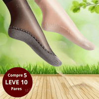 Compre 5 LEVE 10 - Pares de Meias femininas de Algodão Antiderrapante Sedosas