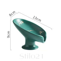 Saboneteira de Cerâmica Auto Drenagem – Design Folha de Lótus [Frete Grátis]