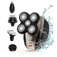 Barbeador e Aparador Elétrico 5 em 1 Flutuante Sem Fio 4D À Prova D'água