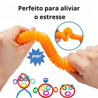 Kit com 15 Pop Tubes Sensorial 14cm – Brinquedo Fidget Antiestresse e Educativo