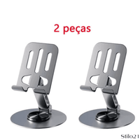 Suporte de Mesa Em Alumínio Base Rotatória Ajustável 360º Para Celular Tablet  |Frete Grátis
