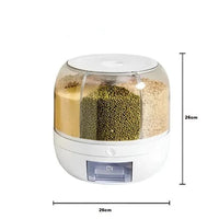 Dispenser Organizador Giratório Alimentos Grãos e Cereais Giratório Com 6 Divisões