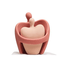 Escultura Cerâmica de Casal Abstrata - Abraçados Rosa Queimado