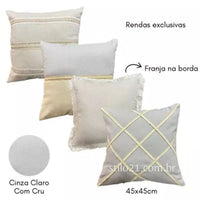 Kit c/ 04 Capas de Almofada de Luxo Linho Boho Chic Exclusivo
