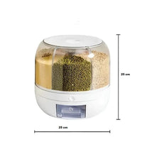 Dispenser Organizador Giratório Alimentos Grãos e Cereais Giratório Com 6 Divisões