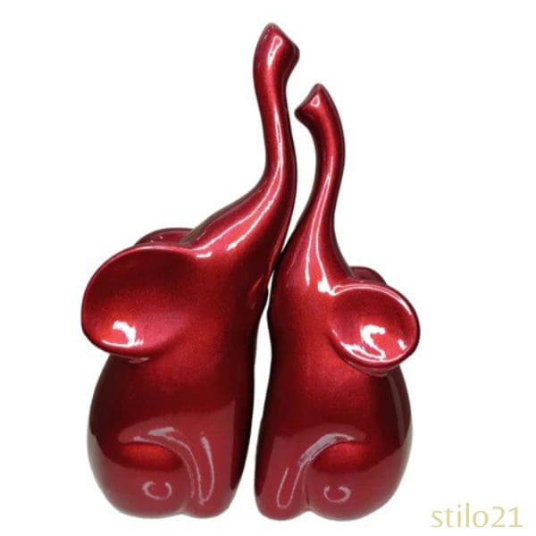 Dupla de Elefantes Decorativos em Cerâmica Moderna - [Frete Grátis]
