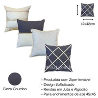 Kit c/ 04 Capas de Almofada de Luxo Linho Boho Chic Exclusivo