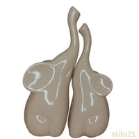 Dupla de Elefantes Decorativos em Cerâmica Moderna - [Frete Grátis]