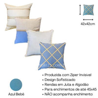 Kit c/ 04 Capas de Almofada de Luxo Linho Boho Chic Exclusivo