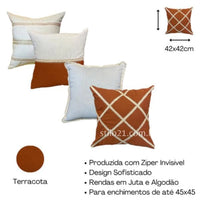 Kit c/ 04 Capas de Almofada de Luxo Linho Boho Chic Exclusivo