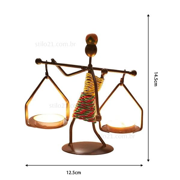 Castiçal Escultura Africana Vintage Em Forma De Menina Para Decoração