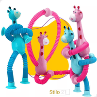 Kit com 4  Giraesticas - Girafas Divertidas e Coloridas com Ventosas