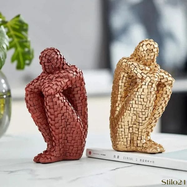 Escultura Homem Pensador Em Resina Arte Abstrata