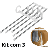 Kit 3 Cabides 5 em 1 Retrátil Multifuncional para Calças em Aço Inox  Frete Grátis