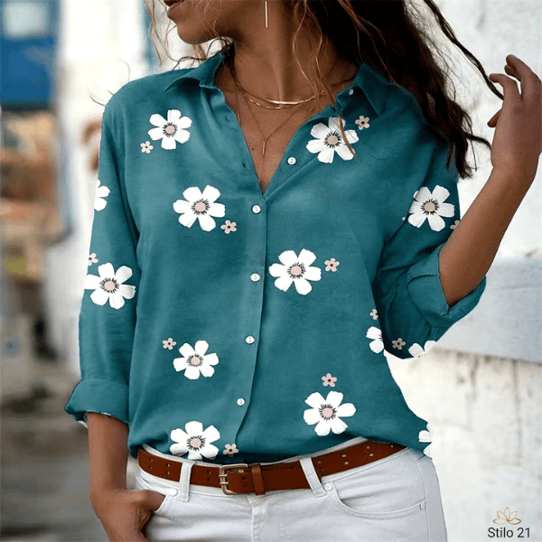 Camisa feminina Elegante, Camisa casual da moda, Blusa feminina de Manga Comprida Solta- Rizzys™