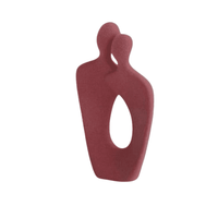 Escultura Cerâmica de Casal Abstrata - Abraçados Rosa Queimado
