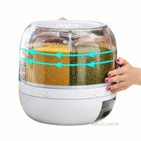 Dispenser Organizador Giratório Alimentos Grãos e Cereais Giratório Com 6 Divisões