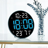 Relógio De Parede Digital LED Circular Tela Grande Controle Remoto