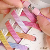 Cadarços Elásticos Adulto Infantil Para Tênis Sem Nós com Fivelas de Pérola