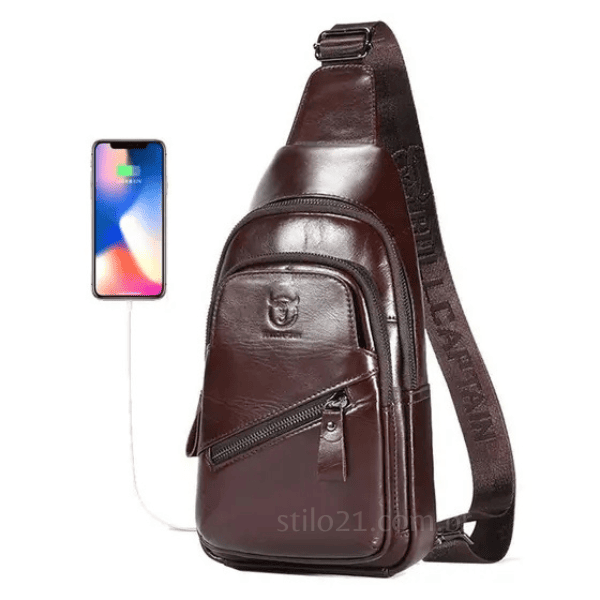 Bolsa de Ombro Masculina em Couro Genuíno  - [Frete Grátis]