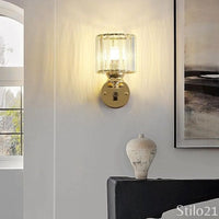 Luminária Arandela de Luxo em Metal e Cristal Transparente