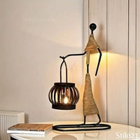 Castiçal Escultura Africana Vintage Em Forma De Menina Para Decoração