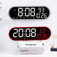 Relógio Parede Digital LED Tela Grande Com Bordas Iluminadas