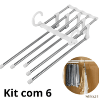 Kit 3 Cabides 5 em 1 Retrátil Multifuncional para Calças em Aço Inox  Frete Grátis