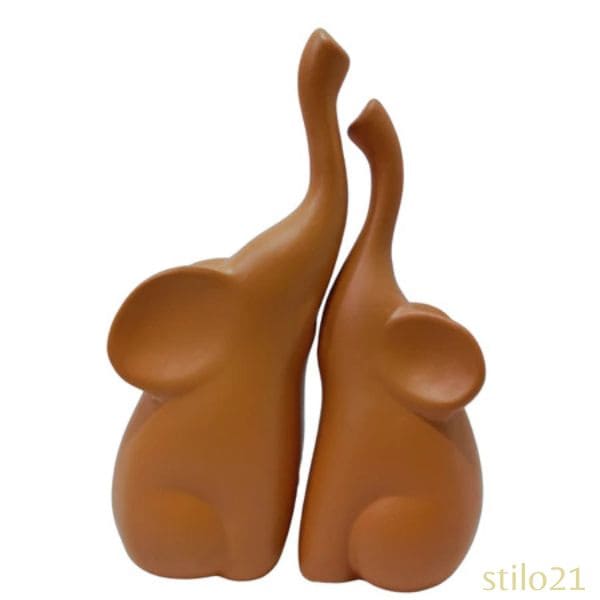 Dupla de Elefantes Decorativos em Cerâmica Moderna - [Frete Grátis]