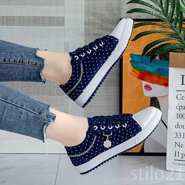 Tênis Feminino Casual Com Estampa Poá Rizzys