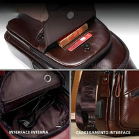 Bolsa de Ombro Masculina em Couro Genuíno  - [Frete Grátis]