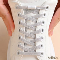 Cadarços Elásticos Adulto Infantil Para Tênis Sem Nós com Fivelas de Pérola