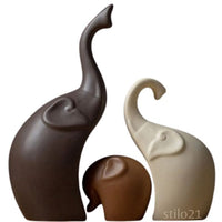 Escultura Elephant Family Exclusiva em Cerâmica - [Frete Grátis]