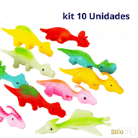 Kit de Estilingue de Dedo Dinossauro Dino Sticker que Gruda na Parede