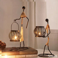 Castiçal Escultura Africana Vintage Em Forma De Menina Para Decoração