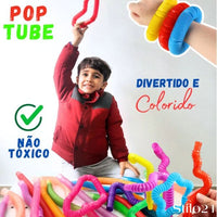 Kit com 15 Pop Tubes Sensorial 14cm – Brinquedo Fidget Antiestresse e Educativo