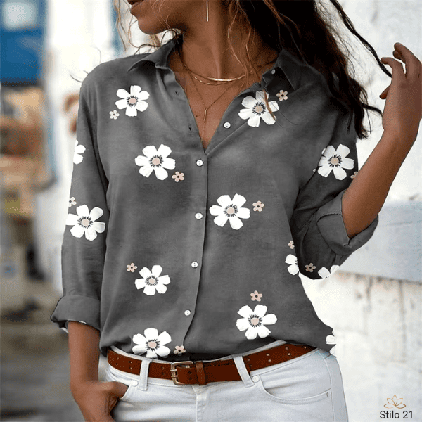 Camisa feminina Elegante, Camisa casual da moda, Blusa feminina de Manga Comprida Solta- Rizzys™