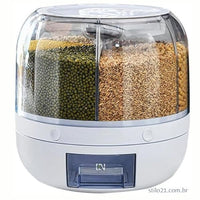Dispenser Organizador Giratório Alimentos Grãos e Cereais Giratório Com 6 Divisões